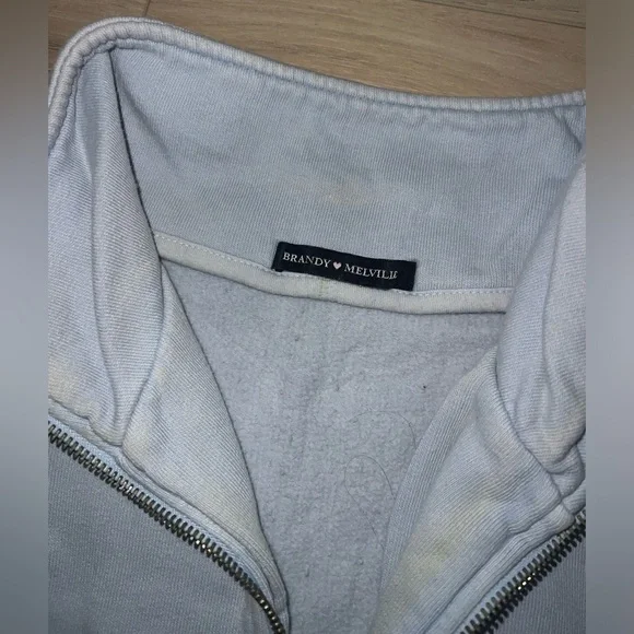 FINAL HOURS! Brandy Melville Half Zip Light Blue Super Comfy SWEATSHIRT - Picture 3 of 4